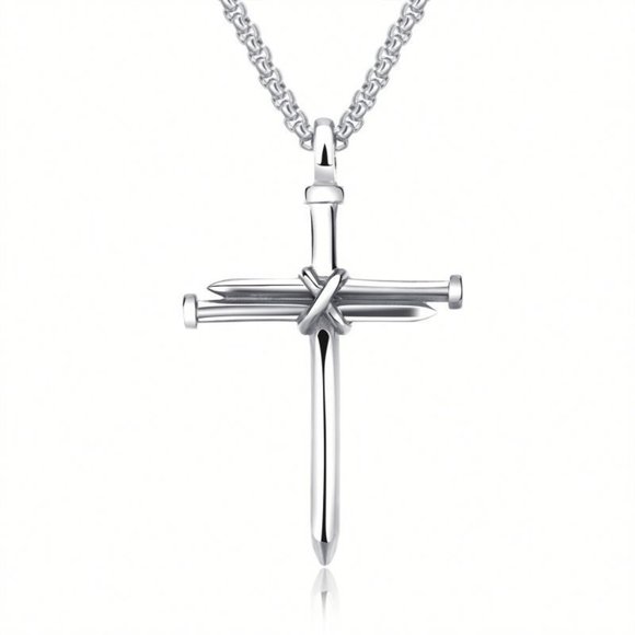 ❤️Stainless Steel CrossCharm Pendant Necklace , N90201P104 - Picture 3 of 6